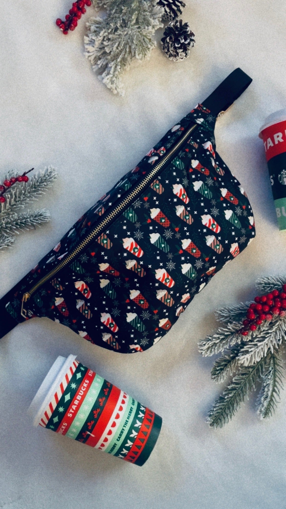 Last one!! Christmas Festive Cups XL Fanny Pack