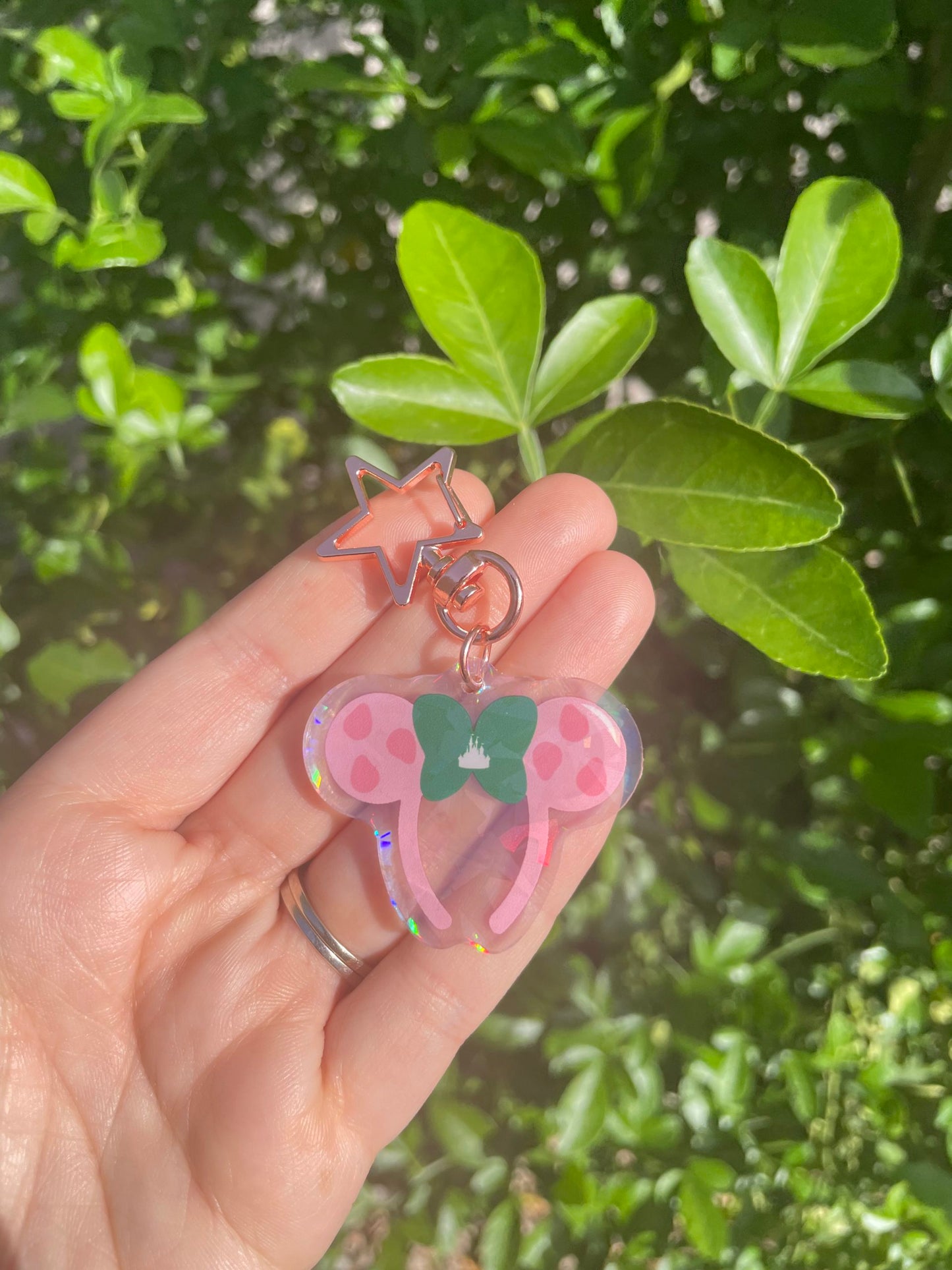 Pink Drink Ears Holographic Charm